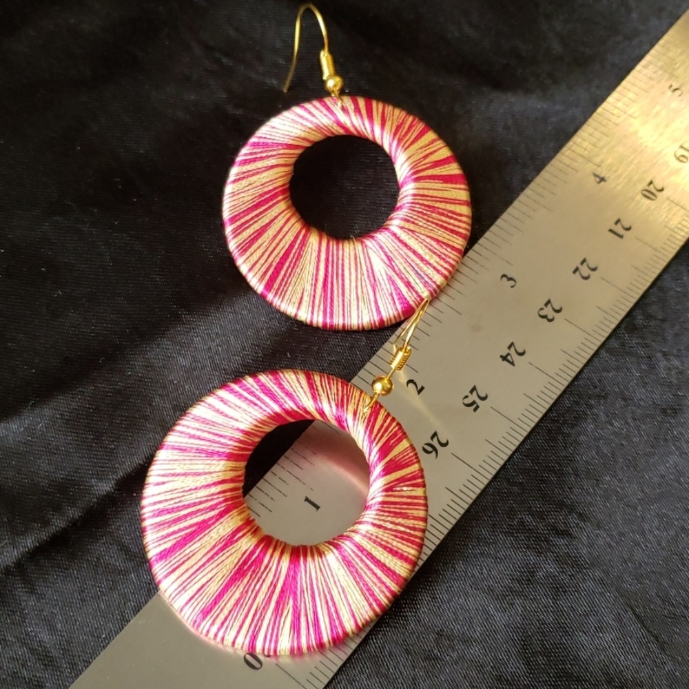 Pink Thread Earrings - Picture 4 of 4